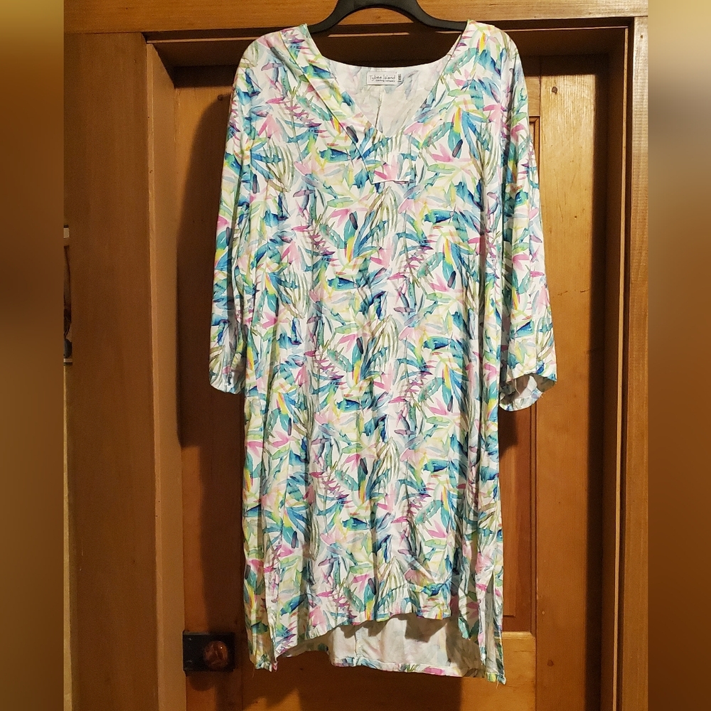 Colorful Leaf Print Dress Swim Co Er Tybee Island Clothing Co XXL